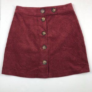Mi Ami Rust Color Button Front Corduroy Mini Skirt